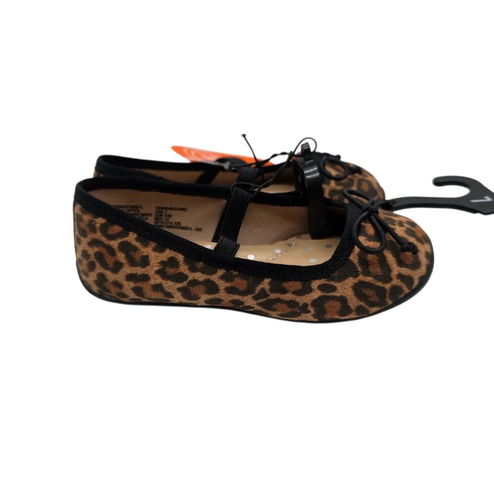 Wonder‎ Nation Leopard Print Mary Jane Shoes Girls Size 7 Bow Accent NWT